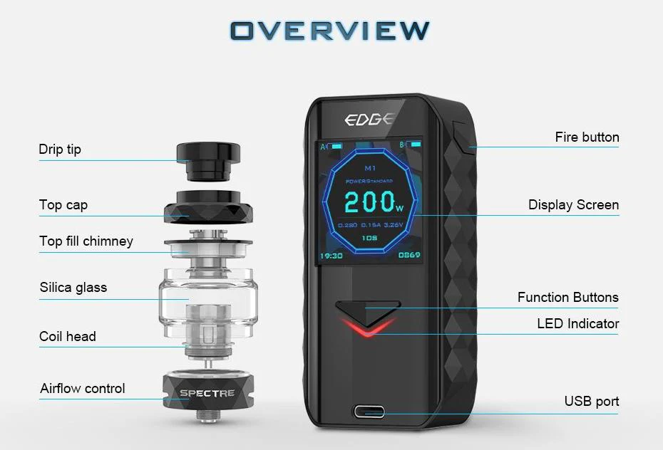 Digiflavor Edge 200W Kit mit Spectre Sub Ohm Verdampfer - Image 10